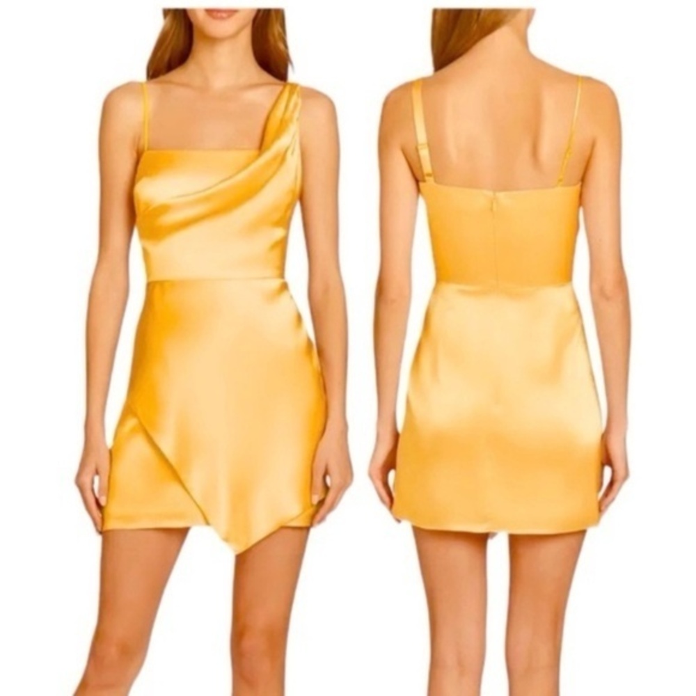 Amanda Uprichard Ravello Layered Silk Muni Slip Dress in Citron